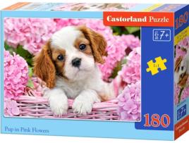 Puzzle  Pup in Pink Flowers (180 Peças)