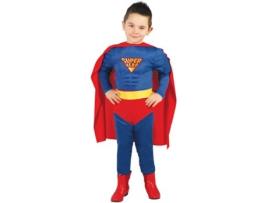 Fato de Menino  Super-Herói Azul E Vermelho Musculado (Tam: 3 a 4 anos)