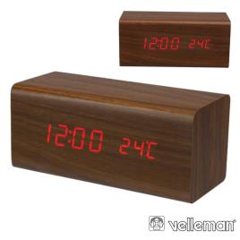 Relógio de Madeira c/ Calendário e Temperatura VELLEMAN
