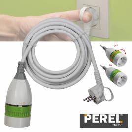 Extensão Branco 2P + Terra (3 x 1,5 mm) c/ Interruptor ON-OFF Rotativo (5 mts) - 