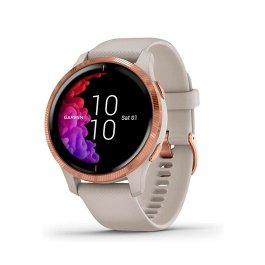 Smartwatch Garmin Venu Cor de Areia c/ Material Rosa Dourado