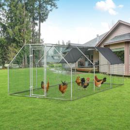 Galinheiro ao ar livre Gaiola para aves domésticas de metal galvanizado com fechadura e cobertura Oxford 280x570x195cm
