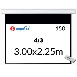 NAPOFIX Tela de Projeção Elétrica E43-3080, 3000 x 2250 mm