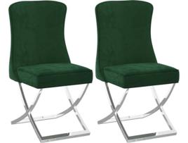 Conjunto 2 Cadeiras de Jantar  (Verde - Veludo - 53 x 52 x 98 cm)