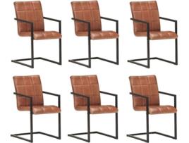 Conjunto 6 Cadeiras de Jantar  Cantilever 3059812 (Castanho - Couro - 51 x 56 x 91 cm)