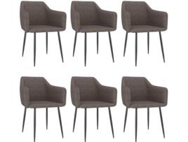 Conjunto 6 Cadeiras de Jantar  (Cinzento-acastanhado - Tecido - 51 x 53 x 73 cm)