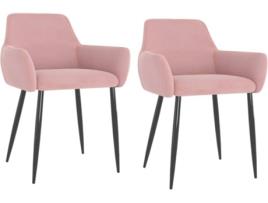 Cadeiras de jantar 2 pcs veludo cor-de-rosa