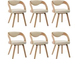 Conjunto 6 Cadeiras de Jantar  278845 (Creme - Couro Artificial - 53 x 54 x 77 cm)