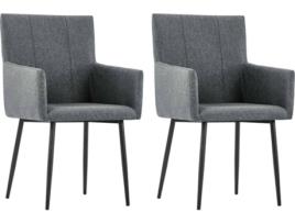 Conjunto 2 Cadeiras de Jantar VIDAXL (Cinzento - Tecido - 52 x 59.5 x 93 cm)