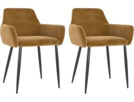 Conjunto 2 Cadeiras de Jantar VIDAXL (Castanho - Veludo - 56 x 56 x 78 cm)
