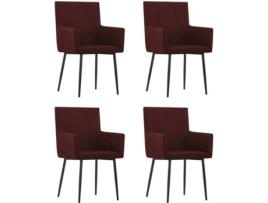 Conjunto 4 Cadeiras de Jantar VIDAXL (Vermelho - Tecido - 52 x 59.5 x 93 cm)