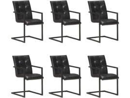 Conjunto 6 Cadeiras de Jantar  Cantilever 3059820 (Preto - Couro - 51 x 56 x 91 cm)