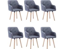 Conjunto 6 Cadeiras de Jantar  3056714 (Cinzento - Tecido - 55 x 52 x 84 cm)