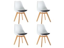 Cadeiras de Refeição  4 Peças Plástico (48 x 54 x 83 cm - Branco)