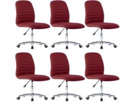 Conjunto 6 Cadeiras de Jantar VIDAXL (Vermelho - Tecido - 56 x 43 x 94 cm)