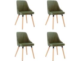 Conjunto 4 Cadeiras de Jantar VIDAXL 3060297 (Verde - Veludo - 50 x 55 x 88 cm)