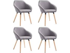 Conjunto 4 Cadeiras de Jantar VIDAXL 278407 (Cinzento - Tecido - 62 x 54 x 83.5 cm)