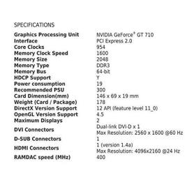 V809-2000R NVIDIA GEFORCE GT 710 2GB