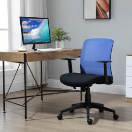 Vinsetto Cadeira de Escritório Giratória com Altura Ajustável Apoio para os Braços Suporte Lombar Encosto Transpirável e Basculante 58x60x89-99cm Azul