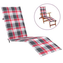 Almofadão cadeira de terraço (75+105)x50x4 cm xadrez vermelho