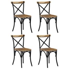 4 Cadeiras  costas cruz madeira mangueira maciça preto