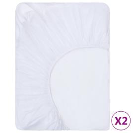 Lençol ajustável impermeável 2 pcs 140x200 cm algodão branco