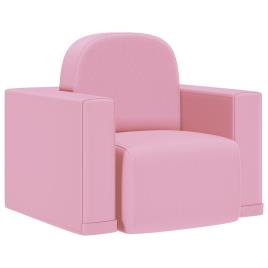 Sofá infantil 2-em-1 couro artificial rosa