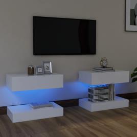Móveis de TV com luzes LED 2 pcs 60x35 cm branco