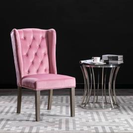 Cadeira de jantar veludo rosa