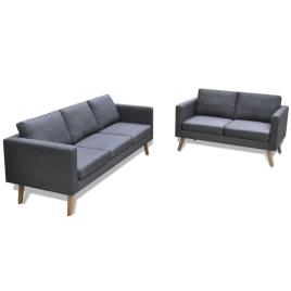 Conjunto de sofás de 2 lugares e 3 lugares tecido cinza escuro