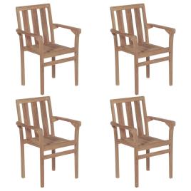 Cadeiras de jardim empilháveis 4 pcs madeira de teca maciça
