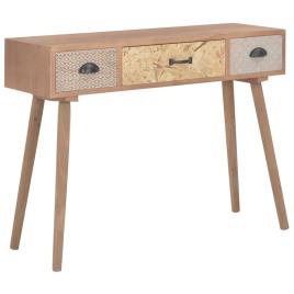 Mesa consola com 3 gavetas 100x30x73 cm madeira de pinho maciça