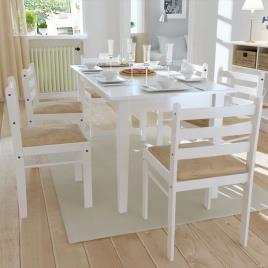Cadeiras de jantar 6 pcs madeira maciça branco e veludo