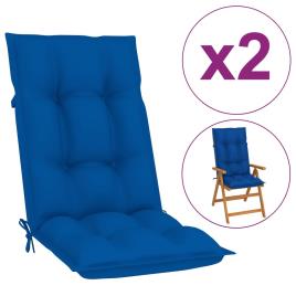 Almofadões para cadeiras de jardim 2 pcs azul real 120x50x7 cm