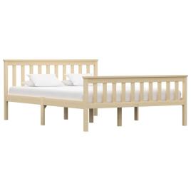Estrutura de cama em pinho maciço 140x200 cm cor madeira clara