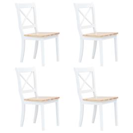 Cadeiras de jantar 4pcs seringueira maciça branco/madeira clara