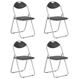 Cadeiras de jantar dobráveis 4 pcs couro artificial preto