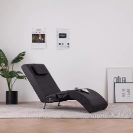 Chaise longue de massagem c/ almofada couro artificial castanho