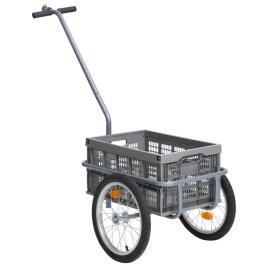Reboque bicicleta c/ caixa transporte dobrável 50L 150kg cinza