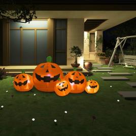 Família de abóboras insufláveis para Halloween com LED 1,8 m