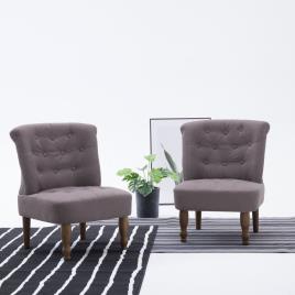 Cadeira francesa tecido cinzento-acastanhado
