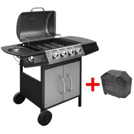 Grelhador/barbecue a gás 4+1 zonas de cozinhar preto/prateado