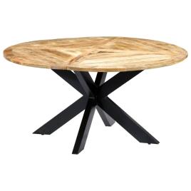 Mesa de jantar redonda 150x76 cm madeira de mangueira maciça