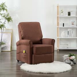 Cadeira de massagens reclinável tecido castanho