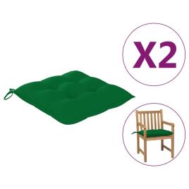 Almofadões de cadeira 2 pcs 50x50x7 cm tecido verde