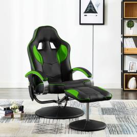 Cadeira massagens c/ apoio pés couro artificial verde