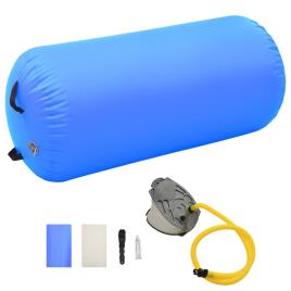 Rolo de ginástica/yoga insuflável com bomba 120x75 cm PVC azul