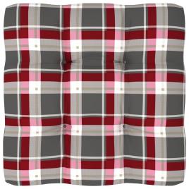 Almofadão p/ sofá de paletes 80x80x12 cm padrão xadrez vermelho