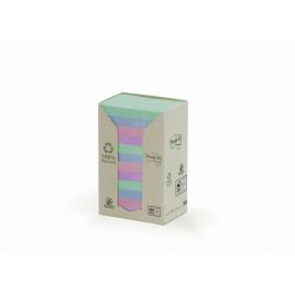 Torre de Notas Aderentes em Papel Reciclado, 38 x 51 mm, Cores Sortidas da Coleção Pastel Rainbow, 100 Folhas