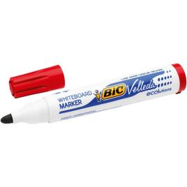 BIC Marcador Quadro Branco Velleda®, Ponta Larga de 1,5 mm, Tinta Vermelha, Embalagem de 12 Unidades